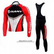 2010 Abbigliamento Ciclismo Giant Nero e Rosso Manica Lunga e Salopette