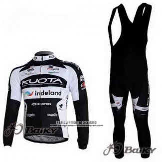 2010 Abbigliamento Ciclismo Kuota Nero e Bianco Manica Lunga e Salopette