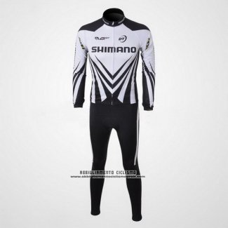 2010 Abbigliamento Ciclismo Shimano Bianco e Nero Manica Lunga e Salopette