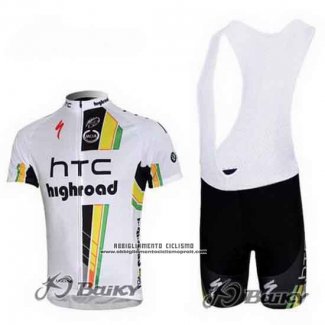 2011 Abbigliamento Ciclismo HTC Highroad Bianco Manica Corta e Salopette