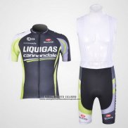 2011 Abbigliamento Ciclismo Liquigas Cannondale Nero e Verde Manica Corta e Salopette