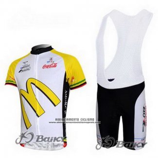 2011 Abbigliamento Ciclismo McDonalds Bianco e Giallo Manica Corta e Salopette