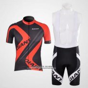 2012 Abbigliamento Ciclismo Giant Nero e Rosso Manica Corta e Salopette