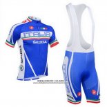 2013 Abbigliamento Ciclismo Castelli Italia Bianco e Blu Manica Corta e Salopette