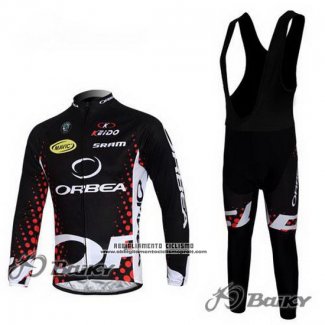 2013 Abbigliamento Ciclismo Orbea Nero e Rosso Manica Lunga e Salopette