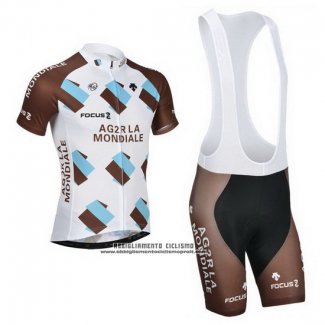 2014 Abbigliamento Ciclismo Ag2rla Marrone Manica Corta e Salopette