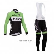 2014 Abbigliamento Ciclismo Belkin Verde e Nero Manica Lunga e Salopette