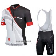 2014 Abbigliamento Ciclismo Castelli SIDI Nero e Bianco Manica Corta e Salopette