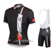 2014 Abbigliamento Ciclismo Castelli SIDI Rosso e Nero Manica Corta e Salopette