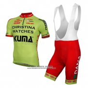 2014 Abbigliamento Ciclismo Christina Watches Onfone Verde Manica Corta e Salopette