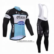 2015 Abbigliamento Ciclismo Etixx Quick Step Nero e Bianco Manica Lunga e Salopette