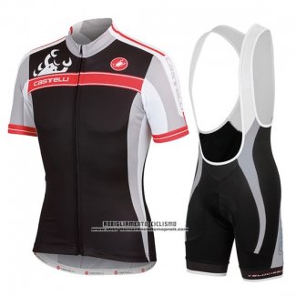 2016 Abbigliamento Ciclismo Donne Castelli Nero e Rosso Manica Corta e Salopette