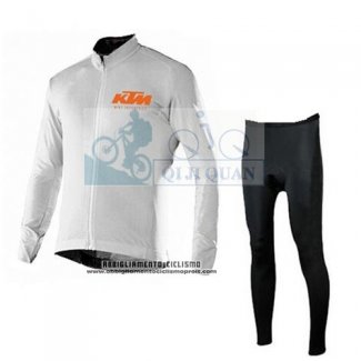 2016 Abbigliamento Ciclismo KTM Bianco Manica Lunga e Salopette