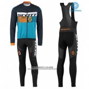 2016 Abbigliamento Ciclismo Scott Nero e Blu Manica Lunga e Salopette