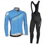 2016 Abbigliamento Ciclismo Specialized Nero e Celeste Manica Lunga e Salopette