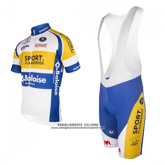 2016 Abbigliamento Ciclismo Sport Vlaanderen Baloise Bianco e Giallo Manica Corta e Salopette