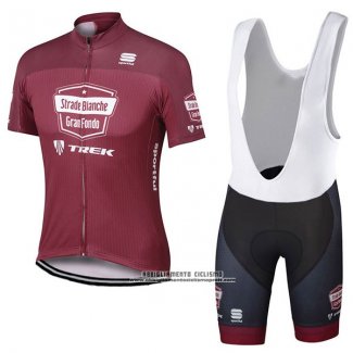 2017 Abbigliamento Ciclismo Strade Bianche Trek Rosso Manica Corta e Salopette