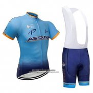 2018 Abbigliamento Ciclismo Astana Spento Blu Manica Corta e Salopette