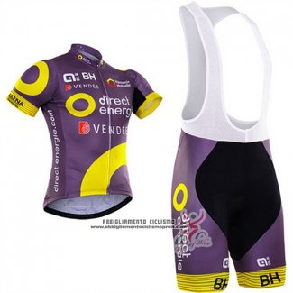 2018 Abbigliamento Ciclismo Direct Energie Fuxia e Giallo Manica Corta e Salopette