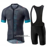 2019 Abbigliamento Ciclismo Castelli Climber's 2.0 Nero Celeste Manica Corta e Salopette