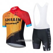 2020 Abbigliamento Ciclismo Bahrain McLaren Rosso Arancione Nero Manica Corta e Salopette