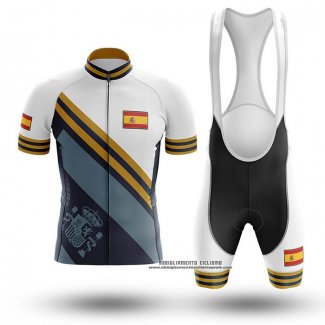 2020 Abbigliamento Ciclismo Campione Spagna Azzurro Giallo Manica Corta e Salopette