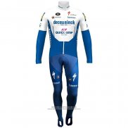 2020 Abbigliamento Ciclismo Deceuninck Quick Step Blu Bianco Manica Lunga e Salopette