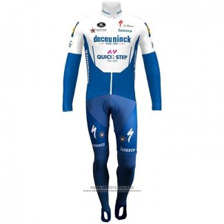 2020 Abbigliamento Ciclismo Deceuninck Quick Step Blu Bianco Manica Lunga e Salopette