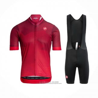 2021 Abbigliamento Ciclismo Castelli Scuro Rosso Manica Corta e Salopette