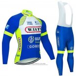 2021 Abbigliamento Ciclismo Wanty-Gobert Cycling Team Blu Bianco Giallo Manica Lunga e Salopette
