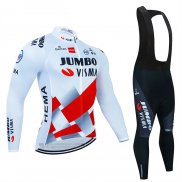 2023 Abbigliamento Ciclismo Jumbo Visma Rosso Bianco Manica Lunga e Salopette