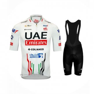 2024 Abbigliamento Ciclismo UAE Bianco Manica Corta e Salopette