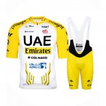 2024 Abbigliamento Ciclismo UAE Giallo Bianco Manica Corta e Salopette