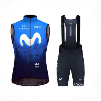 2024 Gilet Antivento Movistar Blu Bianco e Salopette