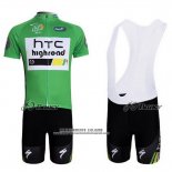 2011 Abbigliamento Ciclismo HTC Highroad Verde e Bianco Manica Corta e Salopette