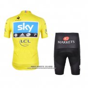 2012 Abbigliamento Ciclismo Sky Lider Celeste e Giallo Manica Corta e Salopette