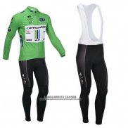 2013 Abbigliamento Ciclismo Cannondale Lider Verde e Bianco Manica Lunga e Salopette