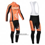 2013 Abbigliamento Ciclismo Euskalte Arancione Manica Lunga e Salopette