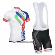 2014 Abbigliamento Ciclismo Castelli Bianco e Blu Manica Corta e Salopette