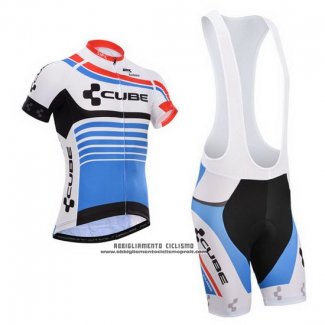 2014 Abbigliamento Ciclismo Cube Blu e Bianco Manica Corta e Salopette