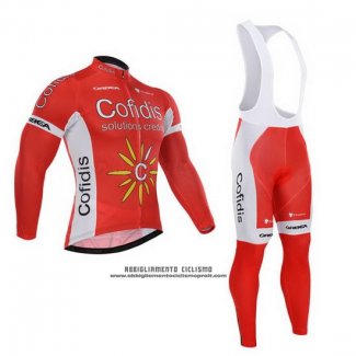 2015 Abbigliamento Ciclismo Cofidis Rosso Manica Lunga e Salopette