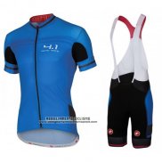 2016 Abbigliamento Ciclismo Castelli Nero e Celeste Manica Corta e Salopette