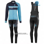 2016 Abbigliamento Ciclismo Donne Scott Blu e Nero Manica Lunga e Salopette