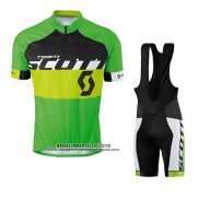 2016 Abbigliamento Ciclismo Scott Giallo e Verde Manica Corta e Salopette