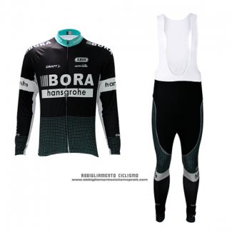 2017 Abbigliamento Ciclismo Bora Nero Manica Lunga e Salopette