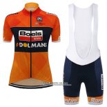 2017 Abbigliamento Ciclismo Donne Damen Boels Dolmans Arancione Manica Corta e Salopette