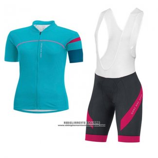 2017 Abbigliamento Ciclismo Donne Gore Bike Wear Azzurro Manica Corta e Salopette