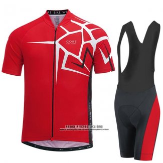 2017 Abbigliamento Ciclismo Gore Bike Wear Power Adrenaline Rosso Manica Corta e Salopette