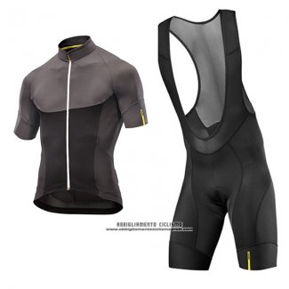 2017 Abbigliamento Ciclismo Mavic Nero e Grigio Manica Corta e Salopette