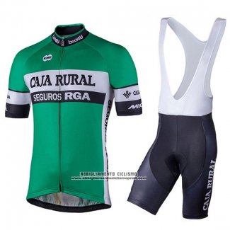 2018 Abbigliamento Ciclismo Caja Rural Verde Manica Corta e Salopette